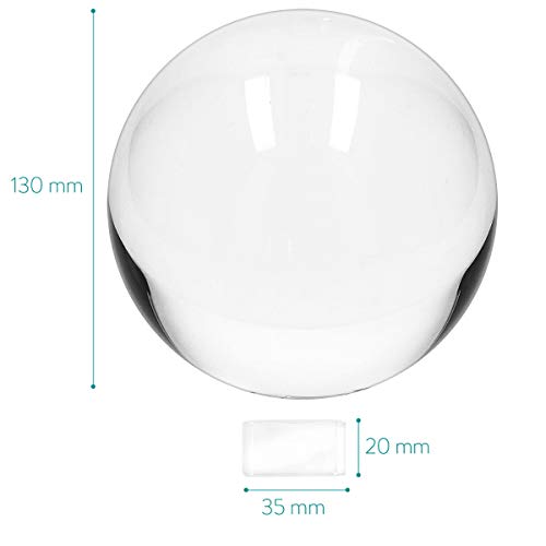 Navaris Bola de Cristal para fotografía - Esfera con Soporte - Bola de Vidrio K9 Transparente para decoración - Ø 130MM