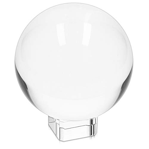 Navaris Bola de Cristal para fotografía - Esfera con Soporte - Bola de Vidrio K9 Transparente para decoración - Ø 130MM