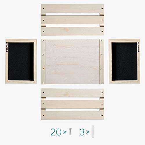 Navaris Caja para discos de vinilo - Mueble de madera porta vinilos - Estilo vintage con pizarra para anotar - Soporte con espacio para 80x disco LP
