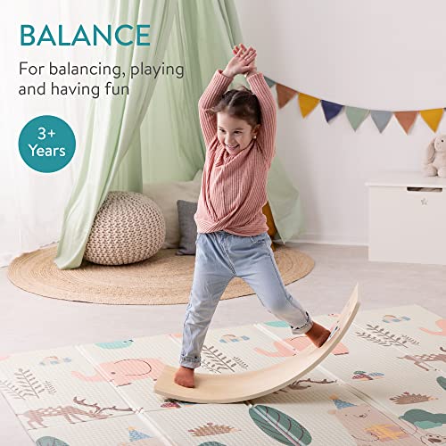 Navaris Tabla de Equilibrio para niños - Balance Board Curva de Madera para niño +3 años - Balancín para psicomotricidad Infantil - MAX. 70 kg