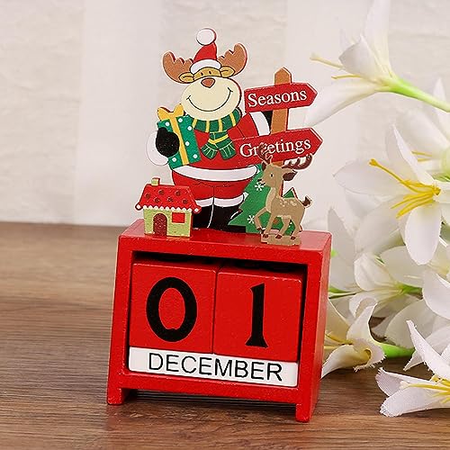 Navidad de madera,Decoración bloque cuenta regresiva Navidad - Accesorios fotografía calendario de madera Navidad para restaurantes vacaciones Woteg