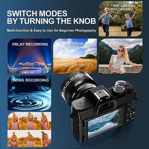 NBD Cámara Digital 48MP 4K HD compacta cámara Infantil con Tarjeta de 32 GB, Zoom Digital, 16 x Pantalla 3 '' 180°, Lente Gran Angular, cámara Adolescente Recargable portátil para Principiante
