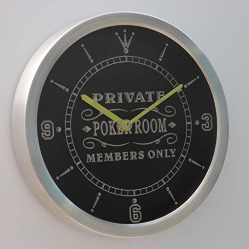 nc0455 de B Private Poker Room Member Only Bar Beer Neon Sign LED Wall Clock Reloj Bombilla Reloj/vibrantes – Reloj de pared