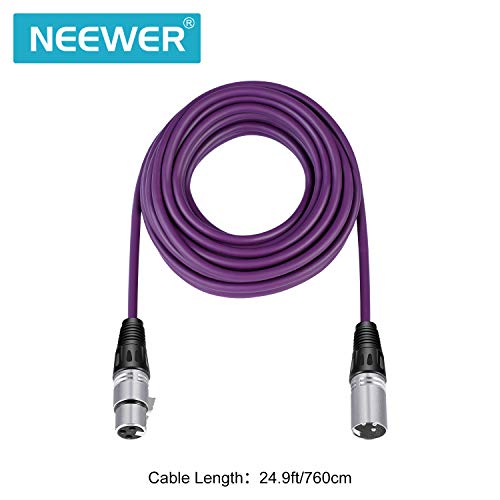 NEEWER 6 cables de audio para micrófono de 24,9 pies / 7,6 metros XLR macho a XLR hembra cable serpiente de colores (morado/rojo/azul/naranja/amarillo/verde)
