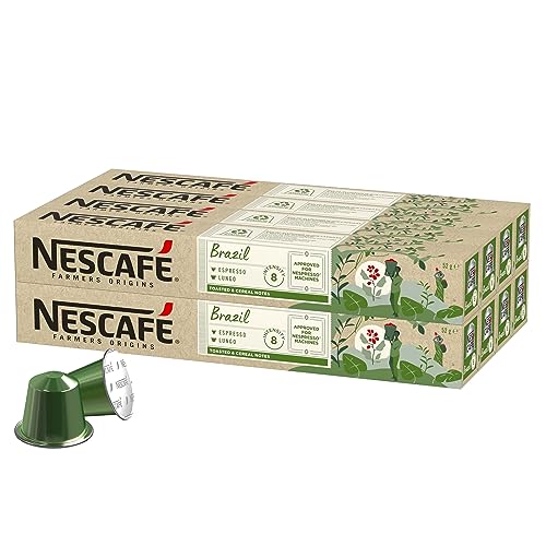 NESCAFÉ Farmers Origins Brazil Lungo Cápsulas de Café 8 x 10 Unidades - Aprobado para Máquinas Nespresso