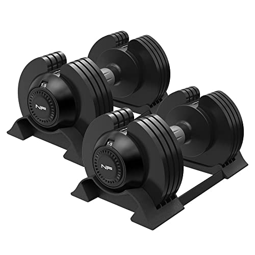 Newpower Fitness 10kgx2 Juego de mancuernas ajustables, mancuernas ajustables que ahorran espacio 5 niveles de peso 1,5-10 kg, mancuernas ajustables para el entrenamiento del cuerpo