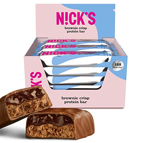 NICKS Barrita Proteinas Keto Brownie | 15g Proteína | 188 Calorías | Low Carb Protein Bar Chocolate Snacks Sin Azúcares Añadidos Sin Gluten (12 Barras Proteicas x 50g)