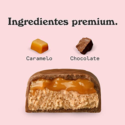 NICKS Barrita Proteinas Keto Caramelo | 14g Proteína | 158 Calorías | Low Carb Protein Bar Chocolate Snacks Sin Azúcares Añadidos Sin Gluten (12 Barras Proteicas x 50g)