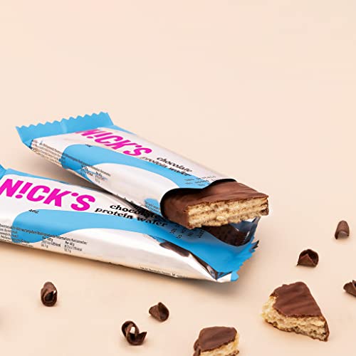 NICKS Protein wafer Chocolate | 25% Proteína | 198 calorías | Barritas Proteicas Oblea Sin Azúcar Añadido Low Carb Snack Bar Sin Gluten (9x40g)