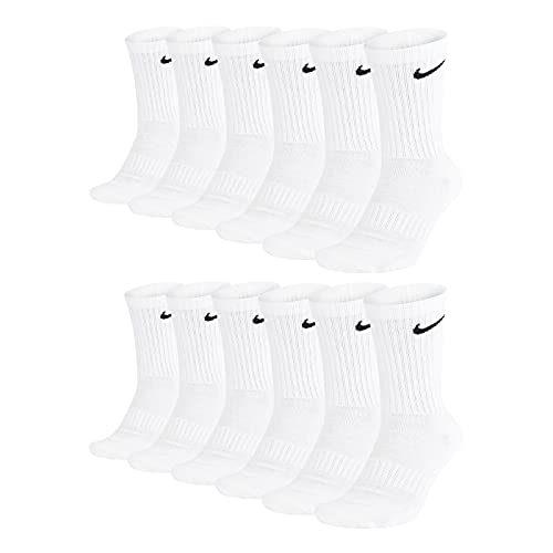 Nike Everyday Cushioned Crew Calcetines de entrenamiento para hombre, 6 pares, 100 blanco., 38-42