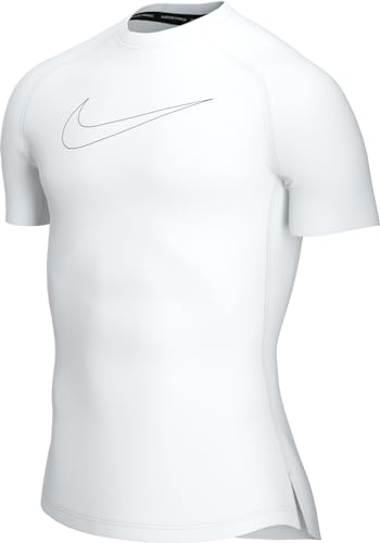 Nike M NP DF Tight Top SS T-Shirt, Mens, White/Black/Black