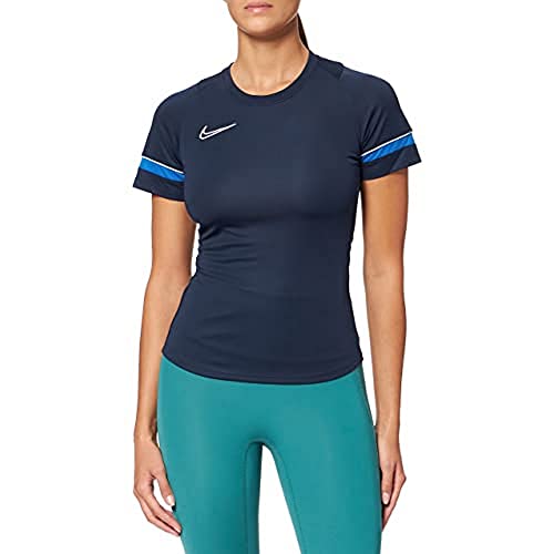 Nike W NK Dry ACD21 Top SS T-Shirt, Women's, Obsidian/White/Royal Blue/White, XS