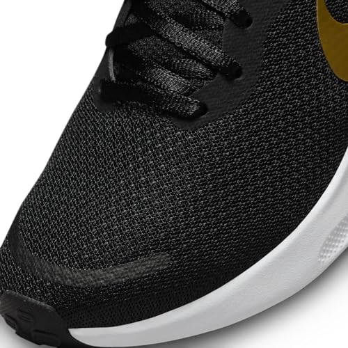 Nike W Revolution 7, Bajo Mujer, Black/Metallic Gold-White-Dk Smoke Grey, 38 EU