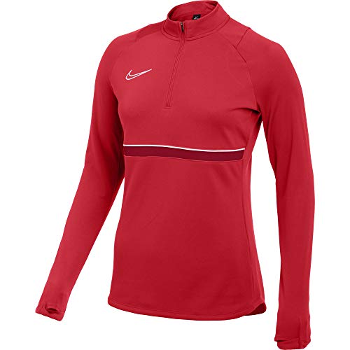NIKE Womens Dril Top Women's Academy 21 Drill Top, University Red/White/Gym Red/White, CV2653-657, L
