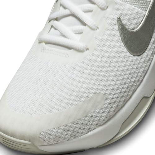 Nike Zapatillas bajas para mujer, Blanco/Plateado metálico, 43 EU