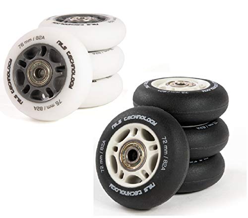 NILS Juego de 4 ruedas para patines en línea con rodamiento de bolas, de poliuretano, rodamientos ABEC 9, 64-80 mm (blanco, 80 mm)