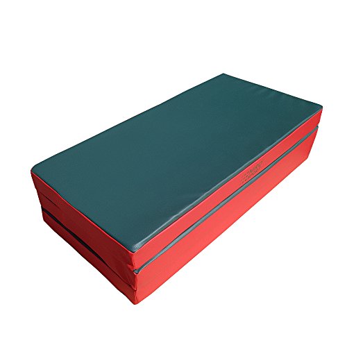 NiroSport - Colchoneta de caída de 150 x 100 x 8 cm plegable alfombra de entrenamiento para ejercicios fitness estera deportiva Gym Mat impermeable - Verde/Rojo