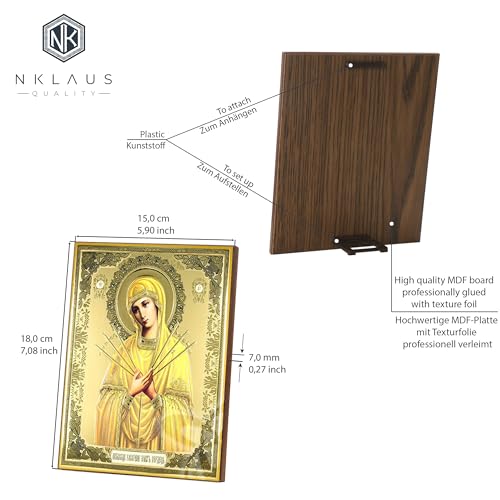 NKlaus Icono de siete flechas moderación de corazones malvados madera 15 x 18 cm imagen artística 39114