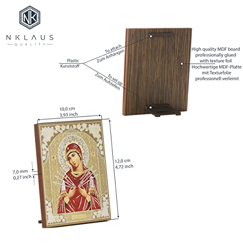 NKlaus Madre de Dios Siete flechas icono de madera 10x12cm cristiano orthodox 11359