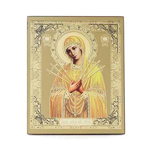 NKlaus Madre de Dios Siete flechas icono de madera 10x12cm cristiano orthodox 11365