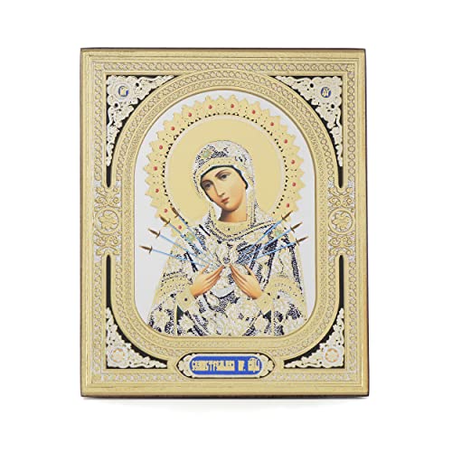 NKlaus Madre de Dios Siete flechas icono de madera 10x12cm cristiano orthodox 11372
