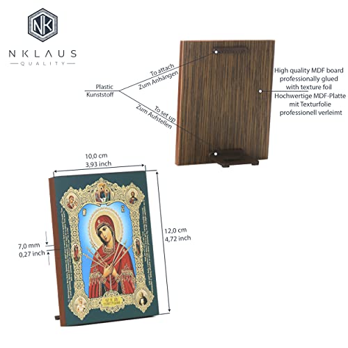 NKlaus Madre de Dios Siete flechas icono de madera 10x12cm cristiano orthodox 11383