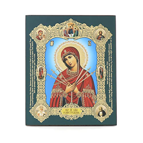 NKlaus Madre de Dios Siete flechas icono de madera 10x12cm cristiano orthodox 11383