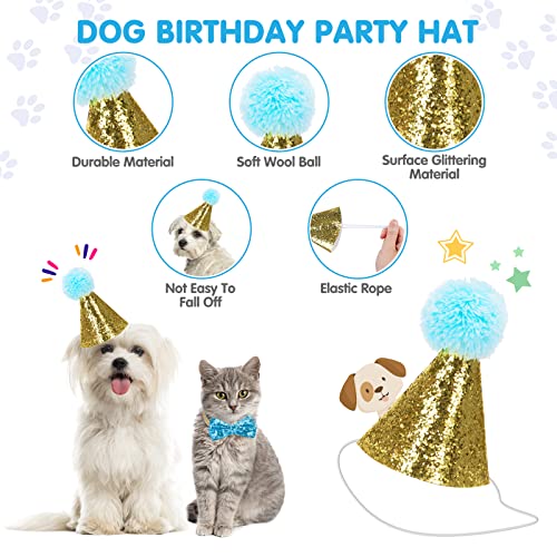 Nobleza - Set de Cumpleaños para Mascotas, Triángulo de Pañuelo de Cumpleaños para Perros,Sombrero Pañuelo Banner de Cumpleaños para Perros, para La Decoración de La Fiesta de Cumpleaños de Mascotas