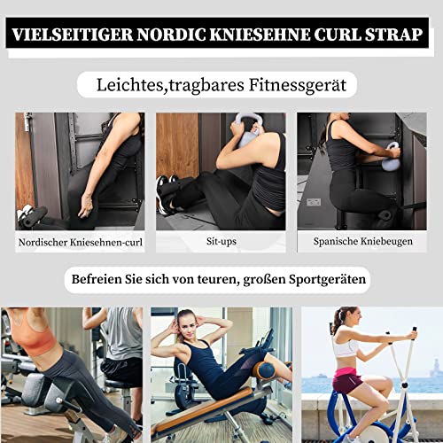 Nordic Hamstring Curl Strap, adecuado para entrenamiento de piernas, abdomen y espalda, puede reemplazar grandes equipos de entrenamiento, equipado con rodilleras de fitness