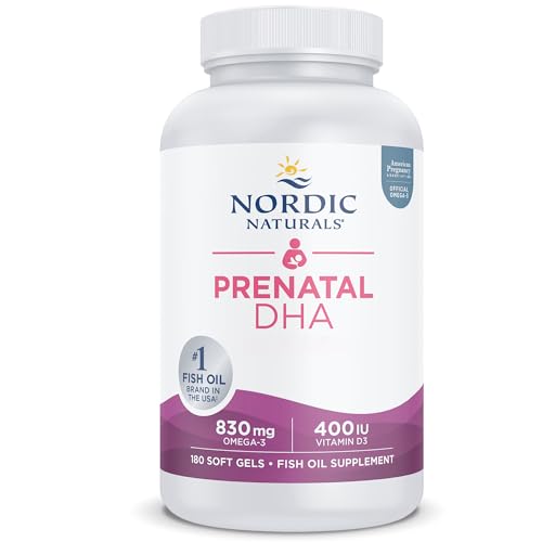 Nordic Naturals, Prenatal DHA, 830mg Omega-3 con EPA y DHA, Alta Dosificación, Sin Sabor, 180 Cápsulas blandas, Testado en Laboratorio, Sin Soja, Sin Gluten, No GMO