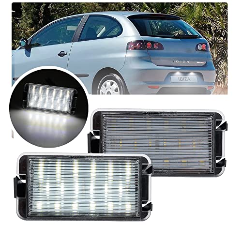 NSLUMO 2 luces LED para matrícula, luces LED para matrícula, compatibles con Seat Ibiza Cordoba Leon Toledo 1M Arosa, luces LED para matrícula, lámpara de estacionamiento para coche