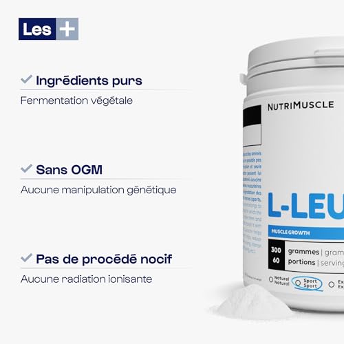 Nutrimuscle - Leucina (L-Leucina) - 300 g - Polvo - Efecto anabólico fuerte - Aumento de masa - Construcción y recuperación muscular