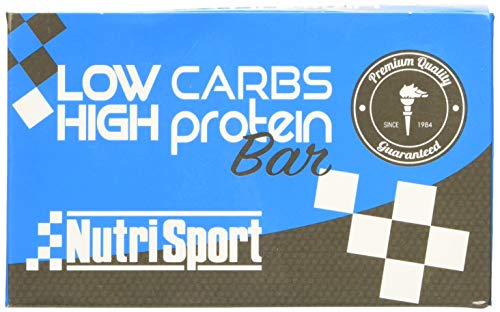 NUTRISPORT – Barritas Proteína Low Carbs | Suplementos Deportivos | Proteínas para masa muscular con Fibra | Energy Protein Bar | Recuperador Muscular | Sabor Cookies & Cream | 16 unidades