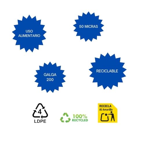 Obulco Suministros - Bolsas Plástico con Asas y Resistentes 70% Recicladas y Reciclables - Galga 200 - Bolsa Tipo Camiseta 30x40 Apta Para Uso Alimentario - 100 unidades (30 x 40 cm)