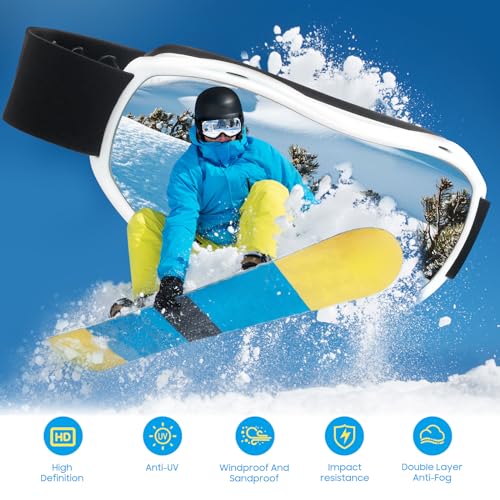 Occffy Gafas de Esquí Máscara Gafas Snowboard Antivaho OTG Gafas de Nieve para Hombre Mujer Protección UV Compatible con Casco Ski Goggles para Esquí, Ciclismo, Snowboard