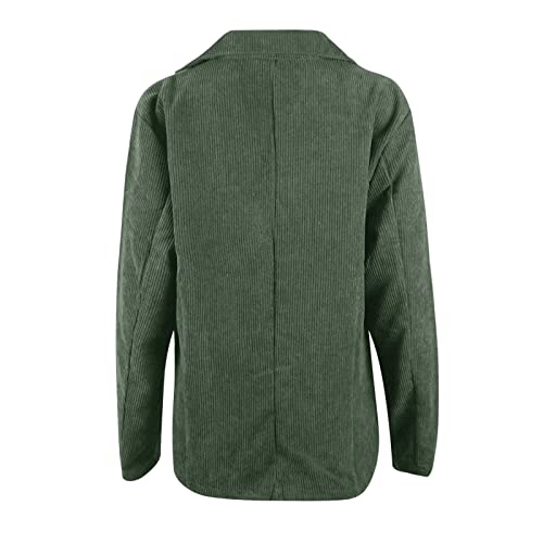 OCCOKO Chaqueta de pana con doble botonadura para mujer chaqueta informal de manga larga para trabajo y oficina (Army Green, XXL)