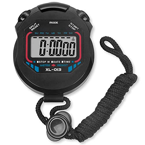 OcioDual Cronometro Digital Deportivo Reloj Alarma XL-013 Negro Pantalla LCD Luz con Correa para Atletismo Natacion