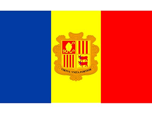 Oedim Bandera de Andorra 85x1,50cm | Reforzada y con Pespuntes | Bandera con 2 Ojales Metálicos y Resistente al Agua