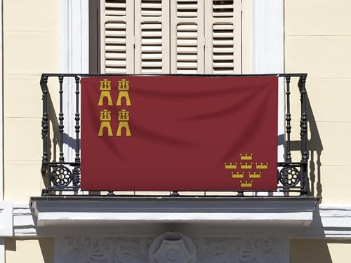 Oedim Bandera de La Comunidad de Murcia 85x150cm | Reforzada y con Pespuntes| Bandera de La Comunidad de Murcia con 2 Ojales Metálicos