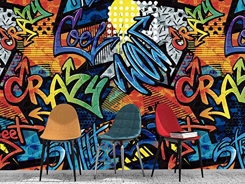 Oedim Fotomural Vinilo para Pared Graffiti Crazy | Mural | Fotomural Vinilo Decorativo | 200 x 150 cm | Decoración comedores, Salones, Habitaciones