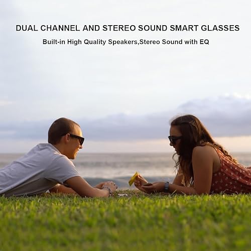 OhO sunshine Audio Sunglasses,Voice Control and Open Ear Style Listen Music and Calls with Volumn UP and Down, Bluetooth 5.0 Smart Glasses and IP44 Waterproof Feature for Outdoor Sports