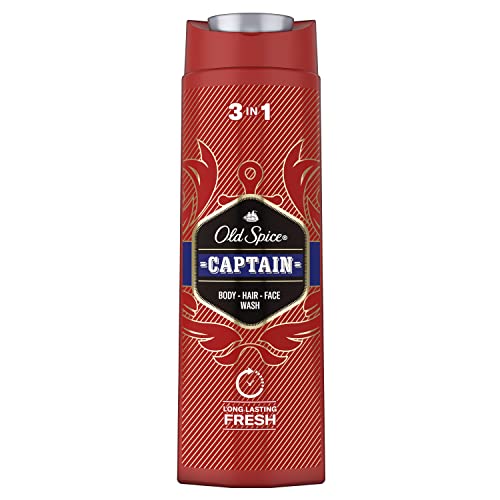 Old Spice Pack Ahorro Captain Gel De Baño Y Champú Para Hombres, 3 En 1, 2x400ml + Desodorante Barra, 2x50ml
