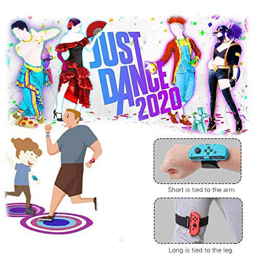 OLDZHU 2 Pack Bandas de muñeca para Just Dance 2021/2020 / 2019 Compatible con NS Switch, con 2 Agarre de boxeo para Joy-Cons,Bandas de Muñeca Elástica Ajustable para Joy-con Controlador