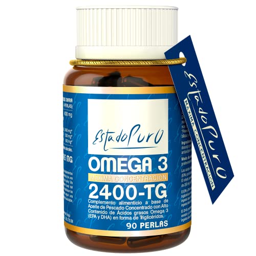 Omega 3 Cápsulas Estado Puro - Aceite de Pescado Omega 3 en Forma de Triglicéridos - 1200mg EPA y 800mg DHA - Altamente Estable y Máximo Estándar de Pureza y Sostenibilidad - 90 Perlas de Tongil