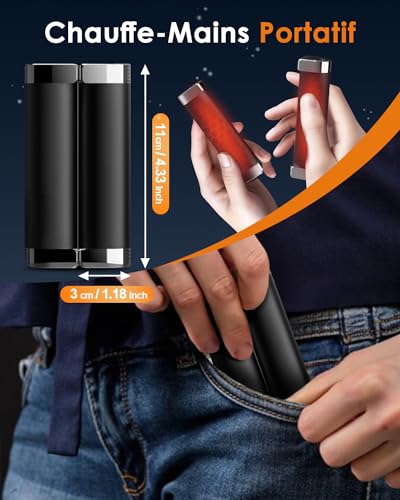 Omesiry - Calentador de manos recargable (5200 mAh x 2, calor envolvente 360°, calentador de manos eléctrico USB portátil, ideal para cazar, golf, regalos de invierno para niños, mujeres y hombres