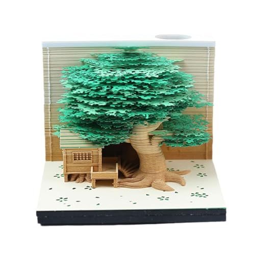 Omoshiroi Bloc de notas 3D Bloc de notas 2024 Calenda rasgado a mano Casa del árbol 3D Papel de regalo Escultura de cumpleaños