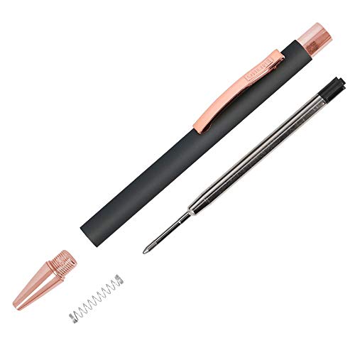 Online Soft Metal - Bolígrafo con mecanismo retráctil (aluminio, mina intercambiable, tinta negra, tacto suave, clip de metal), color pure black