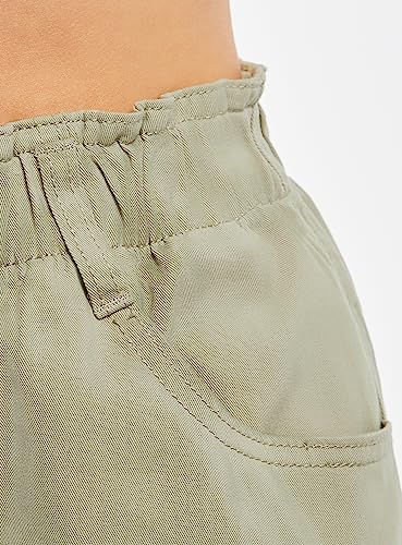 oodji Ultra Mujer Pantalones Cortos Holgados de Cintura Alta, Verde, M