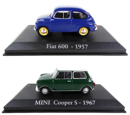 OPO 10 - Lote de 2 Coches 1/43 Compatible con Mini Cooper + Fiat 600 (RBA1 + 8)