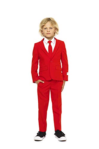 OppoSuits Men Suit Juego de Pantalones de Traje de Negocios, Red Devil, 4 para Niños